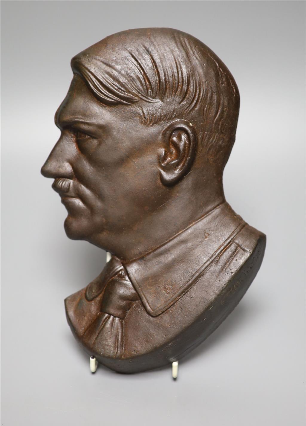 After Prof. Poorkel. A cast iron plaque Adolf Hitler, height 25cm